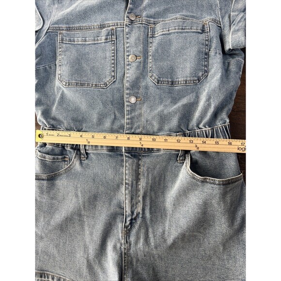 Wild Fable NWT Size Medium Game Day Short Sleeve Denim Romper Jean Medium Wash - Picture 9 of 15